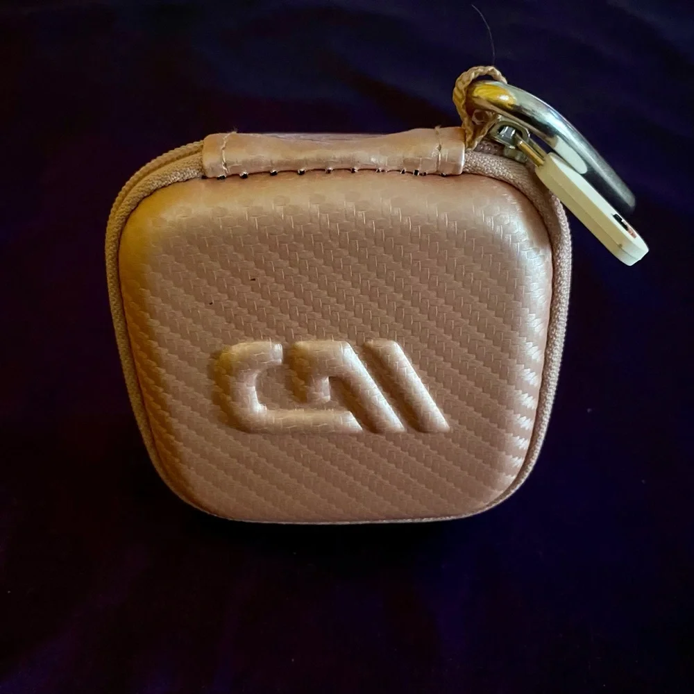 NWOT 3.75" Hard Shell EVA Travel Accessory Case With Carabiner Clip Rose Gold 😍 - Picture 4 of 10